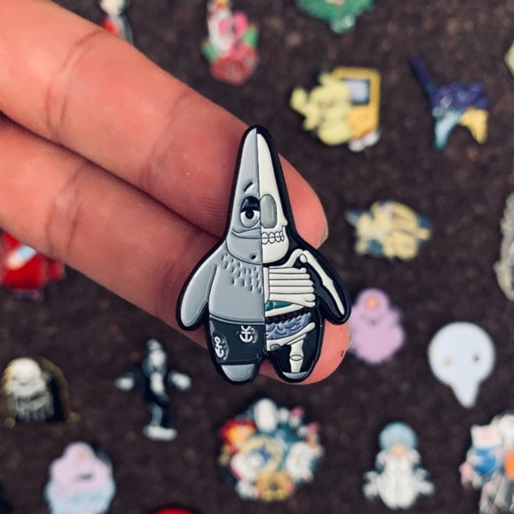 Patrick skeleton enamel pin